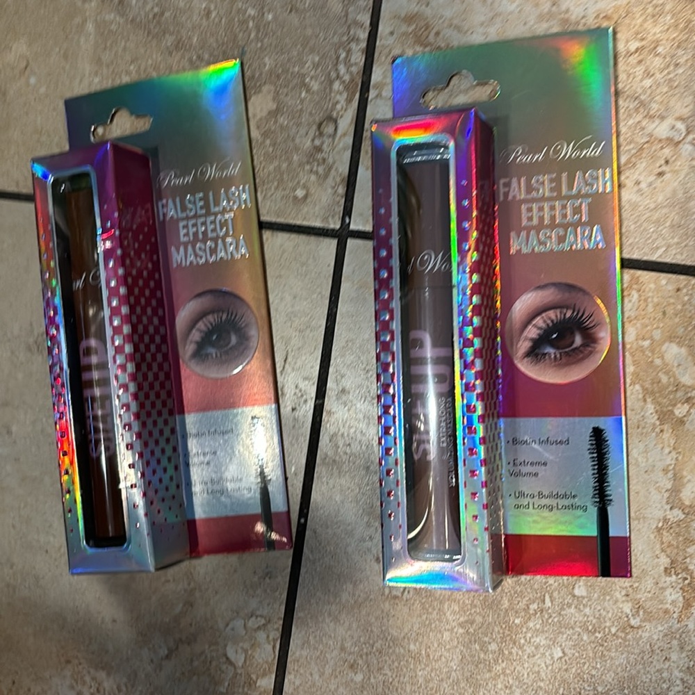 Pearl World NEW 2 Set False Lash Effect Mascara Biotin Infused Black Color